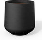 Kante 8.2" Dia Round Concrete Planter, Outdoor Indoor Large Plant Pots Containers with Drainage Hole and Rubber Plug for Home Garden Patio, Black