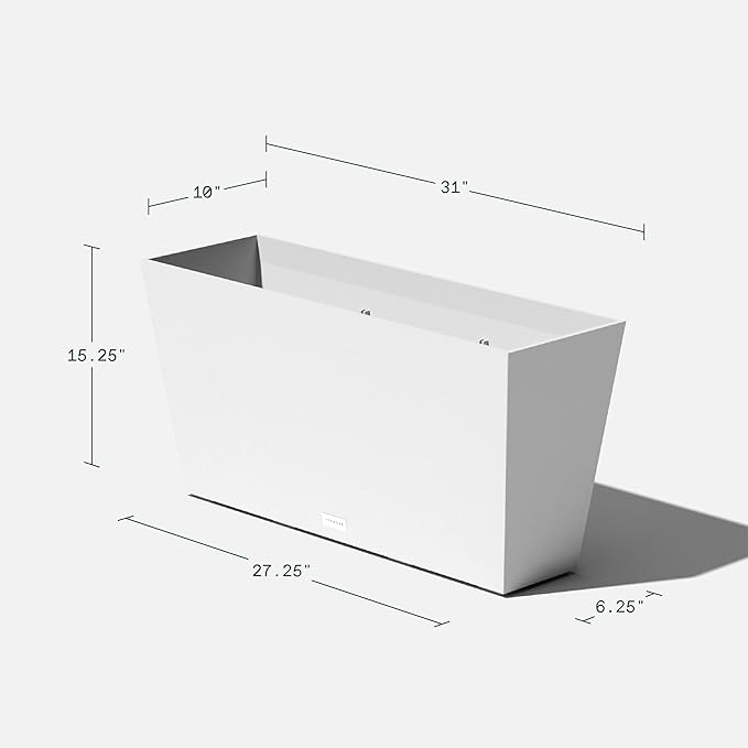 Veradek Pure Series Midori Trough Planter - Large Rectangular Planter for Indoor or Outdoor Deck/Porch | Durable All-Weather Use with Drainage Holes | Modern Decor for Shrubs, Flowers, Small Plants