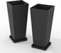 Tall Planters for Outdoor Plants Set of 2, 23.6" Large Taper Flower Plant Pots with Drainage Hole and Drainage Trays, Weather-Resistant Plastic planters for Patio, Porch, Garden, Black