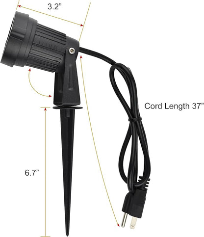 GSS6005 Plug in Spotlight Outdoor, 5W LED Landscape Spotlight 120V, 3000K Warm White, Metal Construction with Ground Stake, 3ft Cord and Plug, Black (Pack of 2)