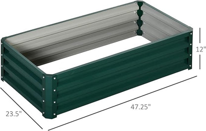 Outsunny Galvanized Raised Garden Bed, 4' x 2' x 1' Metal Planter Box, for Growing Vegetables, Flowers, Herbs, Succulents, Green