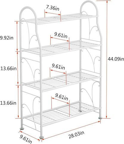 SORCEDAS Plant Stand Indoor Outdoor Plant Shelf 4 Tier Metal Corner Flower Stand Multiple Holder for Patio Garden Balcony Living Room, White