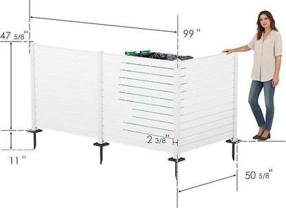 Kozyard 50" W x 48" H Outdoor Privacy Screens Aluminum Post, Air Conditioner Fence Panels, Pool Equipment Enclosure, Trash Can Screens Fence Kit for Outside Backyard Patio (White/3 Panels)