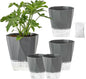 5 Pack Self Watering Pots for Indoor Plants, 5/6.7/8.4 in Self Watering Planters African Violet Self Watering Clear Pots for Plants Herb Orchid Flower Houseplant Pots, Dark Grey