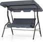Tangkula 3 Person Porch Swing, Patio Swing with Removable Cushion & Powder-Coated Steel Frame, Outdoor Swing with Canopy for Porch, Backyard, Garden, Balcony (Gray)