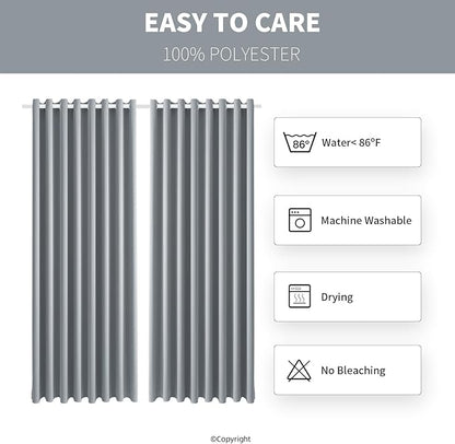 Waterproof Outdoor Curtain W105 x L108 - Grommet Top Sunlight Blocking Window Treatment Drapes Blackout Curtains for Home Bedroom Living Room Outdoor Patio Porch Pergola, Light Gray, 2 Panels