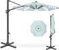 Best Choice Products 10ft Solar LED Cantilever Patio Umbrella, 360-Degree Rotation Hanging Offset Market Outdoor Sun Shade for Backyard, Deck, Poolside w/Lights, Easy Tilt, Cross Base