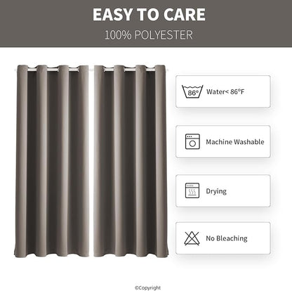 DIVA EN CAMINO DEC Outdoor Patio Curtain Waterproof Darkening Thermal Insulated Indoor Curtains for Bedroom, Porch, Living Room, Pergola, Cabana, W52 x L132, Taupe, Set of 2 Panels