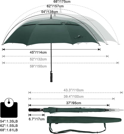 G4Free 47/54/62/68/72 Inch Automatic Open Golf Umbrella Oversize Extra Large Double Canopy Vented Windproof Waterproof Stick Umbrellas