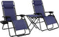 Amazon Basics Outdoor Textilene Adjustable Zero Gravity Folding Reclining Lounge Chair Set with Side Table, pack of 2, Blue