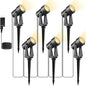 Svater Low Voltage Landscape Lighting Outdoor, 3W 250 LM Plug-in Outdoor Spotlights with Transformer for House Yard Pathway, 3000K Warm White Spot Lights IP65 Waterproof - 6 Pack