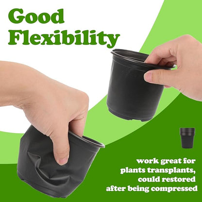 100 Packs 4 Inch Nursery Pots, 4 5 6 Inches Plastic Nursery Pots for Plants with Drainage Holes, Seed Starting Garden Pots of Flower Plant Container for Succulents, Transplanting (100, 4 Inch)