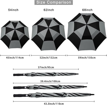 G4Free 47/54/62/68/72 Inch Automatic Open Golf Umbrella Oversize Extra Large Double Canopy Vented Windproof Waterproof Stick Umbrellas