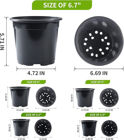 Oubest 50Pcs Nursery Pots Variety Pack Plastic Pots for Plants,Mix Sizes Seedling Pots with Drainage Holes Indoor Outdoor Flower Pots for Succulent Vegetable Herb
