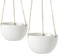 UBEE Ceramic Hanging Planters Indoor Outdoor, 7.5 Inch + 6.5 Inch Hanging Flower Pot for Plants Hanging Basket for Succulent Pothos Herbs Window Home Decor, 2 Pack, White