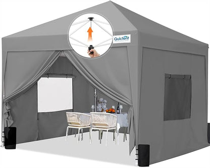Quictent Privacy 10x10 Pop up Canopy Tent with Sidewalls and Roll-up Ventilated Windows, One Person Easy Setup, Outdoor Commercial Gazebo Shelter Enclosed Waterproof, Bonus 4 Sandbags