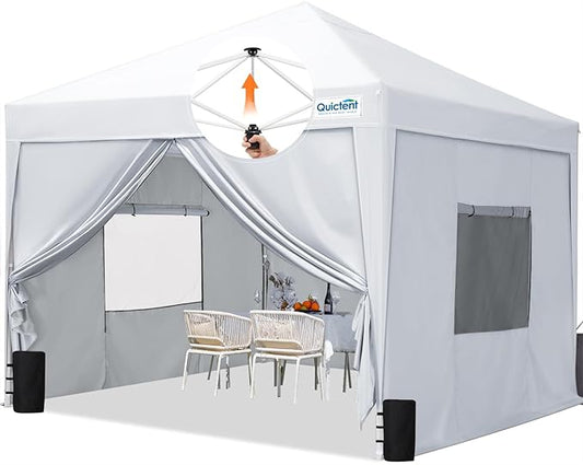 Quictent Privacy 10x10 Pop up Canopy Tent with Sidewalls and Roll-up Ventilated Windows, One Person Easy Setup, Outdoor Commercial Gazebo Shelter Enclosed Waterproof, Bonus 4 Sandbags