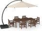 7-Piece Brown Outdoor Dining Set with Beige 11FT Large Patio Umbrella, 75.2'' HDPE Table & Chairs for 6, Weather-Resistant Furniture with Umbrella Hole for Patio, Lawn, Poolside