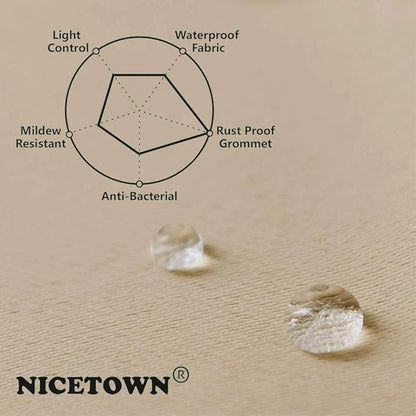 NICETOWN Outdoor Curtain Waterproof for Patio 108" Extra Long, Grommet Top Room Darkening Thermal Insulated 120" Extra Wide Protect You from Sun & Rain for Balcony/Porch, Biscotti Beige, 1 Panel