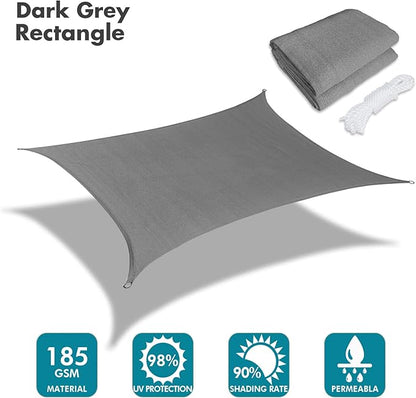 KANAGAWA 8'X12' Dark Gray Custom Size Sun Shade Sail Rectangle UV Block Canopy Cover for Patio Backyard Lawn Garden Outdoor (Customized Available)