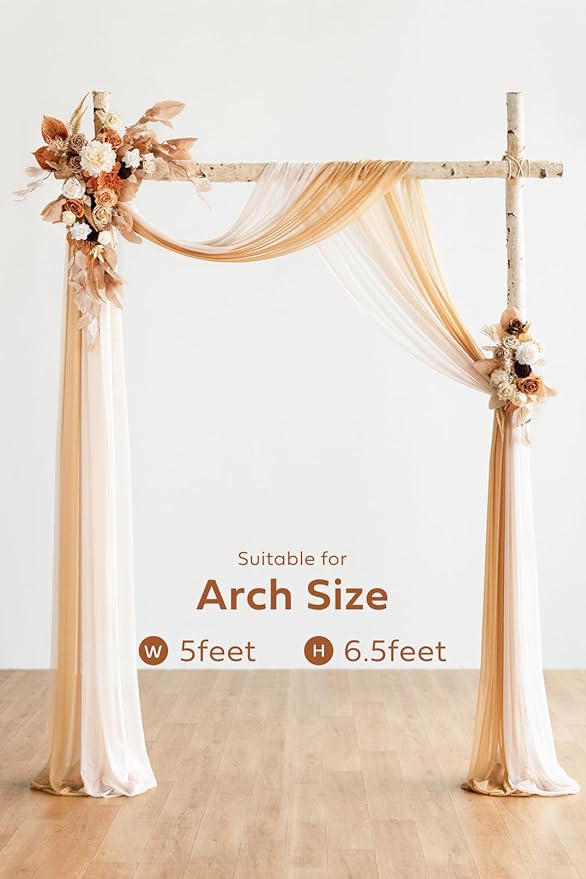 Artificial Flowers Wedding Arch Set, 4 Pieces, Orange-Rust Sepia Silk