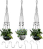 RIFNY Macrame Plant Hanger for 5 to 10 Inch Plant Pots, 35 Inch Indoor Handmade Woven Rope Hanger Kits with Hooks and Wood Beads, Hanging Planter Basket Holder for Boho Home Decor (Grey, 3 Pack)