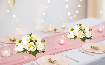 Artificial Rose Flower Balls 10 Pcs Peach Champagne White Silk