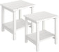 GarveeLife Outdoor Side Table 2-Tier, 18 in HDPE All Weather Resistant Patio Side Tables for Outside, End Table for Patio Pool Deck Indoor Backyard, White-2Pcs