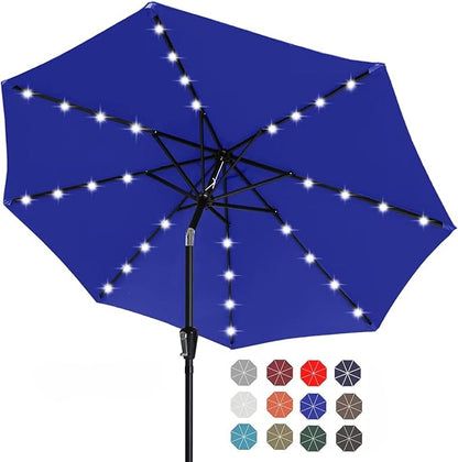ABCCANOPY Solar Led Patio Umbrellas with 32LED Lights 11FT (Blue)