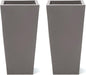 Step2 Tremont Tall Square Tapered Planter, Large Planters for Outdoor Plants, Gardening and Flower Pot for Patio or Porch, Efficient Drainage, Durable Plastic, Dark Cedar, 2-Pack