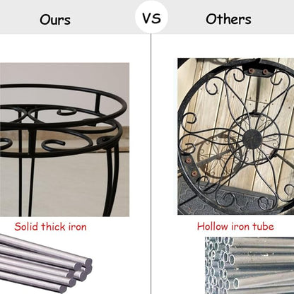 11.8 inches Diameter Tall Metal Plant Stand for Indoor or Outdoor,Heavy Duty Flower Pot Stand Rack Holds Big Heavy Plants,Black (18.9 INCHES TALL)