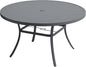 VICLLAX 60" Outdoor Round Patio Table for Lawn Garden, All Weather Metal Patio Dining Table with Adjustable Umbrella Hole, 8-10 Person, Grey