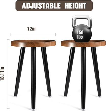 Indoor Plant Stand,Wood Mid Century Plant Table in Walnut Finish,Tall Plant Stand for Flower Pot,Modern Round Small Side End Table with Raised Design (Walnut, 12"x18")