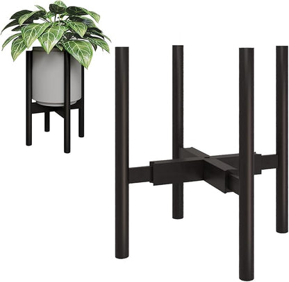Adjustable Plant Stand Indoor, Bamboo Plant Stand Fits 8 9 10 11 12 Inches, Small Corner Planter Holder for Indoor Plants, Single Floor Plant Stands for Living Room Balcony, Inky