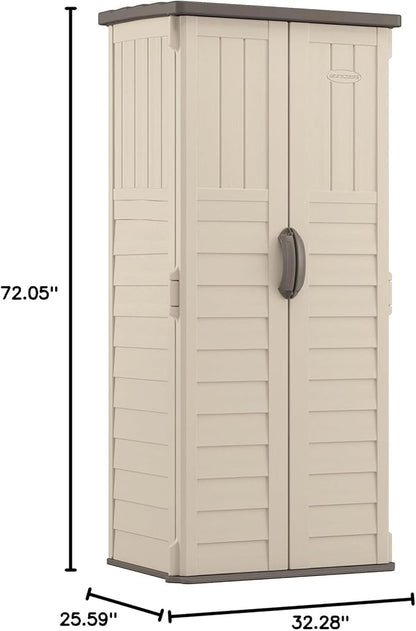 Suncast Vertical Outdoor Storage Shed with All-Weather Construction, Vanilla
