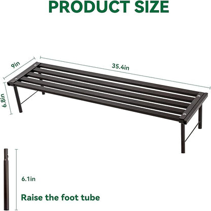 Metal Plant Stand, Rust-proof Aluminum Flower Pot Stand, Heavy Duty Planter Display Shelving for Patio Balcony Garden Living Room Decorative (Ebony, 35.4 Inch)
