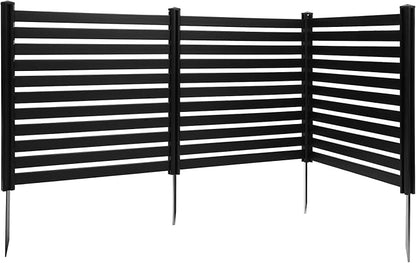 VEVOR 3 Panels Outdoor Privacy Screen, 50 x 48 in Air Conditioner Fence with 27.6 in Ground Stakes, Pool Equipment Enclosure, Vinyl Privacy Fence, Ideal for Trash Can and A/C Units, Black
