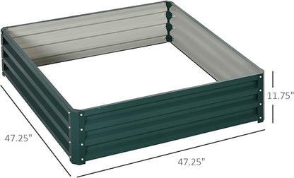 Outsunny Galvanized Raised Garden Bed, 4' x 4' x 1' Metal Planter Box, for Growing Vegetables, Flowers, Herbs, Succulents, Green