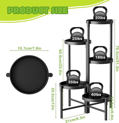5 Tier Heavy Duty Metal Plant Stand for Indoor & Outdoor Use, Foldable Tall Corner Plant Shelf, Black Flower Pot Holder & Display Rack for Living Room, Balcony, Garden, & Patio