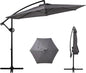 Shintenchi Patio Offset Umbrella with Easy Tilt Adjustment,Crank and Cross Base, Outdoor Cantilever Hanging Umbrella, Sunshade Free Standing Canopy, Dark Gray