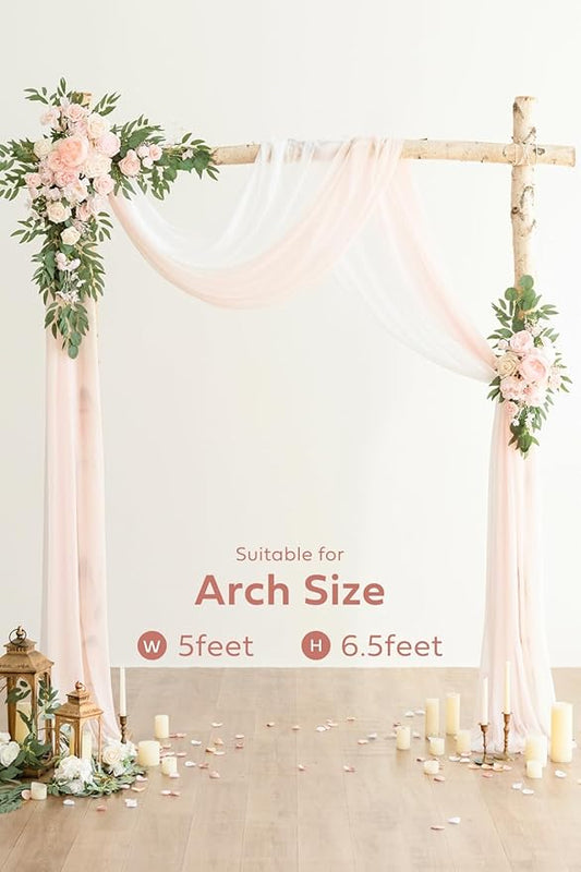 Artificial Wedding Arch Flowers in Blush and Cream, 4-Piece Foam and Silk Set