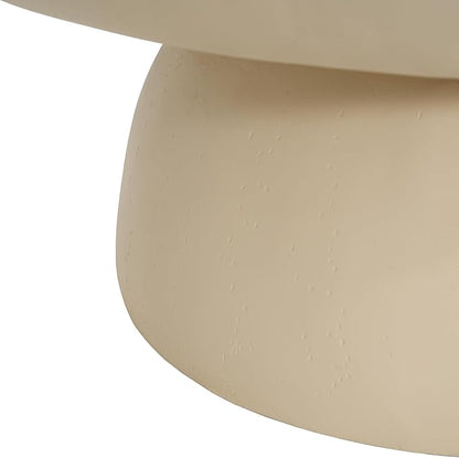 Christopher Knight Home Patsy Modern Lightweight Concrete Coffee Table, Indoor and Outdoor Round Top Accent Table, MGO Sofa End Table with Pedestal Base, No Assembly Needed, 27.5", Beige