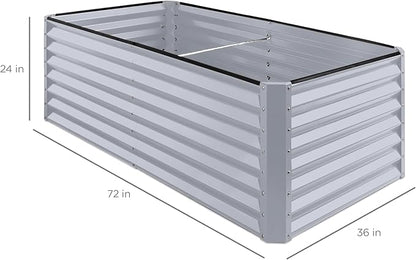 Best Choice Products 6x3x2ft Outdoor Metal Raised Garden Bed, Deep Root Box Planter for Vegetables, Flowers, Herbs, 269 Gallon Capacity, 100% Non Toxic Materials - Moonlight Gray