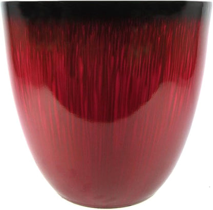 Gardener Select (EPR12-206) Large Egg Shaped Planter - Modern Indoor & Outdoor Decorative Flower Pot/Box (12 Inch, Red Flower)