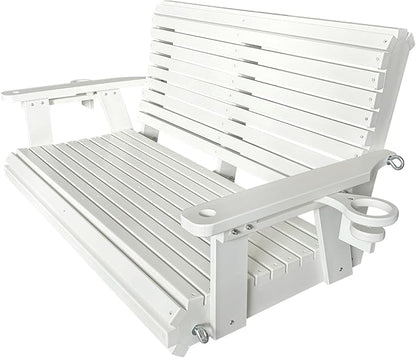 HDPE Porch Swing with 18/8 Stainless Steel Bolts, Ergonomic Design, Ultra Weather-Resistant, Heavy Duty 1200 LBS, for Outdoor Patio Garden Yard (Vanilla White)