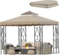10x10 Canopy Replacement Top Double Tiered Gazebo Cover for Yard, Patio & Garden Durable Sunshade Replacement (Coffee Liqueur+Brown with lace)