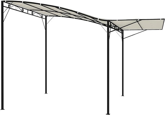 Outsunny 10' x 8' Outdoor Pergola and Patio Gazebo, Extendable Side Awning, Sun Shade Shelter for Garden, Camper, Deck, Doors and Windows, Cream White