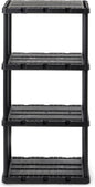 Gracious Living Light Duty Storage Shelves, Knect-A-Shelf 4-Shelf Ventilated Shelving Rack Organizer for Home, Garage, Basement & Laundry, Black