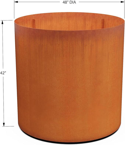 PLANTERCRAFT Corten Steel Metal Planter Box, Round Sizes, Modern Garden Steel planters for Commercial and Residential Outdoor Use.