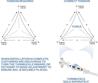 E&K Sunrise 17' x 17' x 17' Sun Shade Sail Triangle Canopy Shade Cover UV Block for Patio Backyard Garden Outdoor (Beige White Strip)